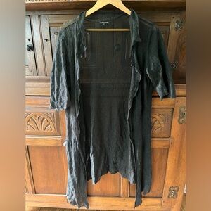 Eileen Fisher Black cardigan Italian yarn sheer open front light Size M Medium